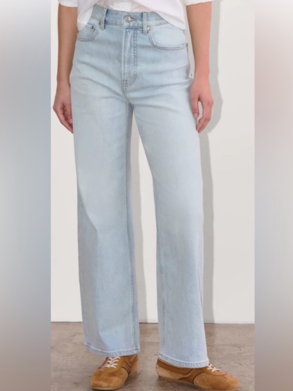 Everlane Way High Sailor Wide Leg Denim Jeans in Fog Light Wash Size 27R